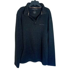 Realtree Mens L Knit‎ Quarter Zip Pullover Black Gray Heather Camo